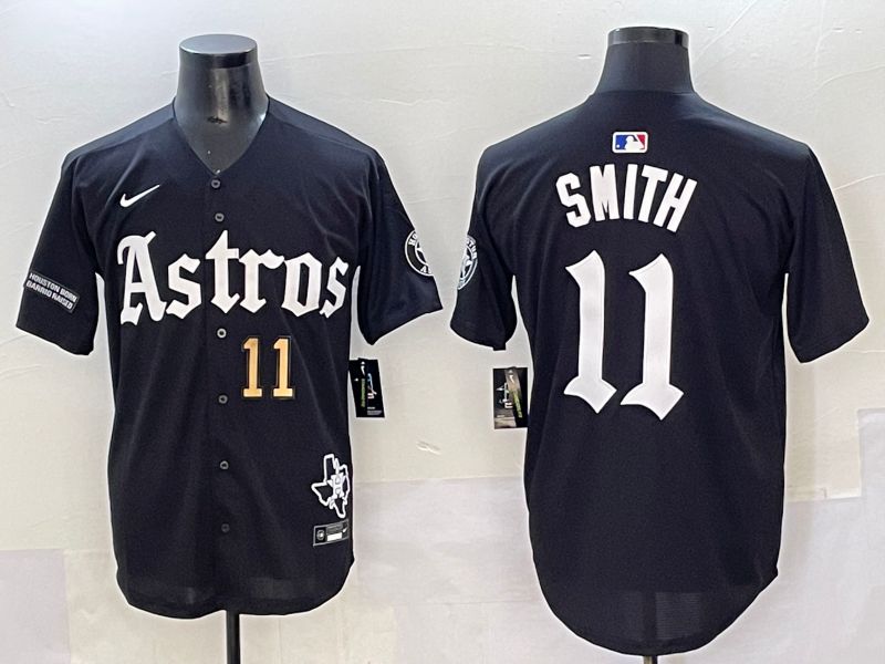 Men 2025 Houston Astros #11 Smith Black Five generations Joint Name Nike MLB Jersey style 39